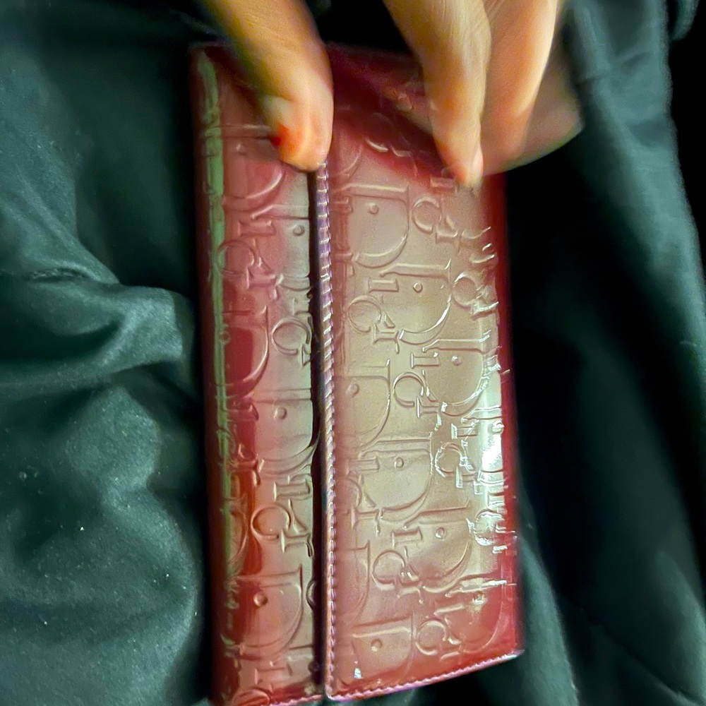 Dior Patent Leather Bifold Wallet Merlot, Purple and Green RARE Color Combo